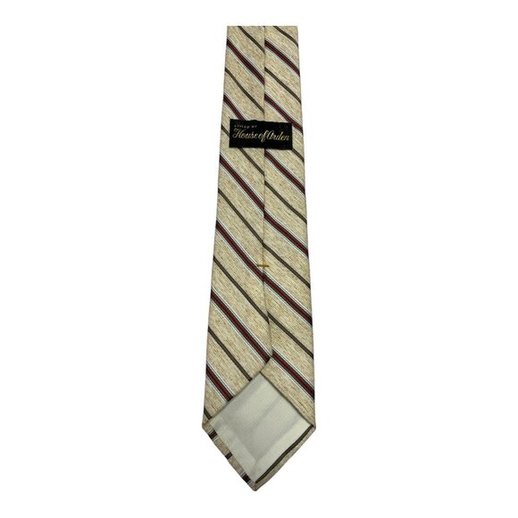 Vintage House of Arden Striped Necktie – Beige, Brown & Red - Picture 3 of 4
